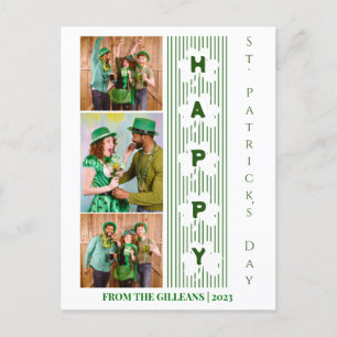 Happy St. patrick's day Shamrocks family photo Holiday Postcard