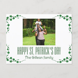Happy St. patrick's day Shamrocks family photo  Holiday Postcard