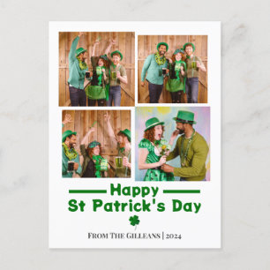 Happy St. patrick's day Shamrocks family photo Holiday Postcard