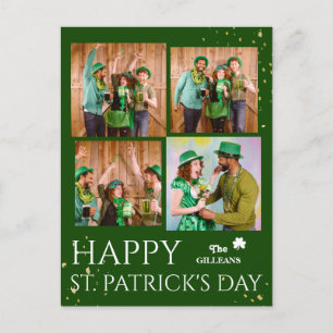 Happy St. patrick's day Shamrocks family photo Holiday Postcard
