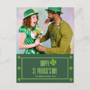 Happy St. patrick's day Shamrocks family photo Holiday Postcard