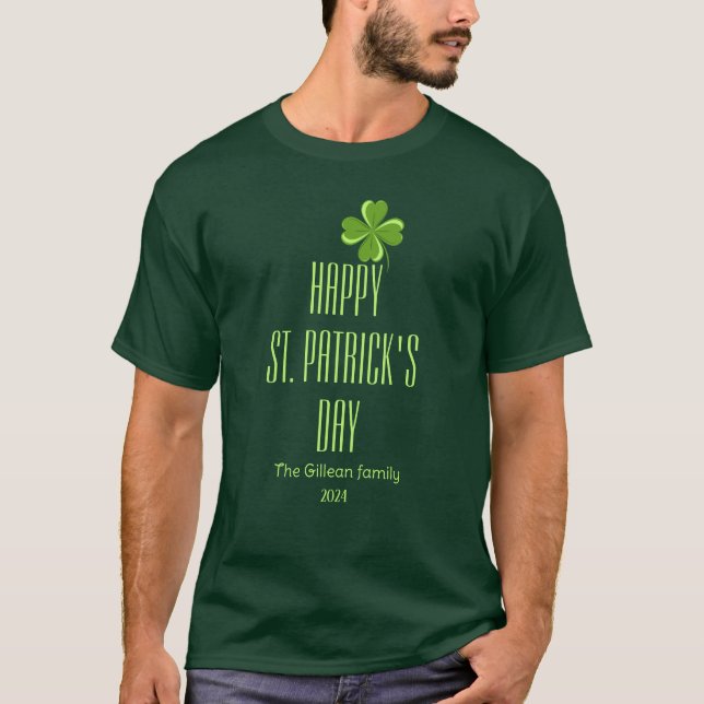 Happy St. patrick's day Shamrocks family photo  T-Shirt (Front)