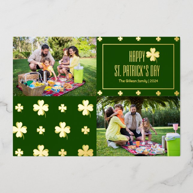 Happy St patricks day Shamrocks family Two photo  (Front)