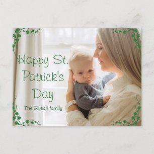 Happy St. patrick's day Shamrocks mum & baby photo Holiday Postcard