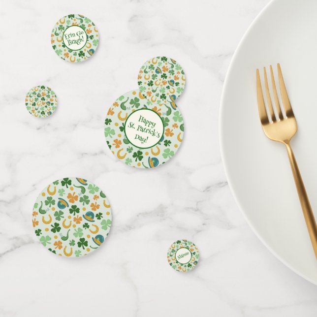 Happy St. Patrick's Day Shamrocks Paper Coaster Confetti (Group)