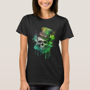 Happy St Patricks Day Skull C Green Shamrock 10 T-Shirt