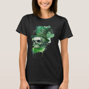 Happy St Patricks Day Skull C Green Shamrock T-Shirt