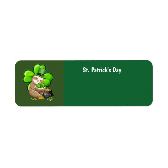 Happy St. Patrick's Day Sloth address label (Front)