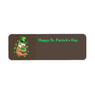 Happy St. Patrick's Day Sloth address label