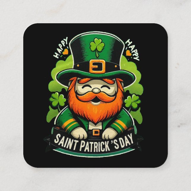 Happy St Patricks Day Square Business Card (Back)