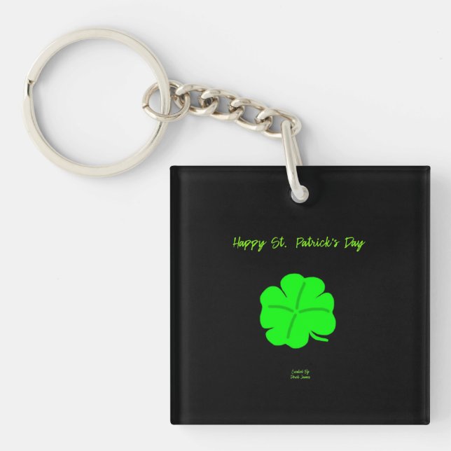 Happy St.  Patrick's Day Square Key Chain (Front)