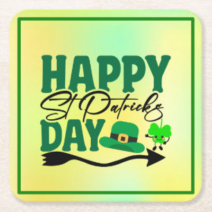 Happy St. Patrick's Day Square Paper Coaster