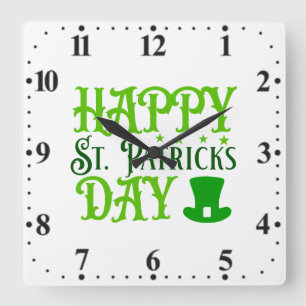 Happy St. Patrick's Day Square Wall Clock