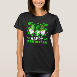 Happy St Patrick's Day Three Gnomes Holding Shamro T-Shirt