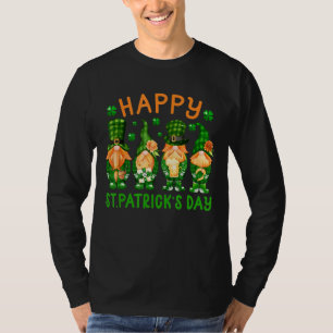 Happy St Patrick's Day Three Gnomes Holding Shamro T-Shirt