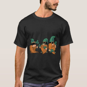 Happy St Patrick's Day Three Gnomes Lucky Shamrock T-Shirt
