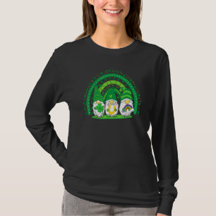 Happy St Patrick's Day Three Gnomes Shamrock Rainb T-Shirt
