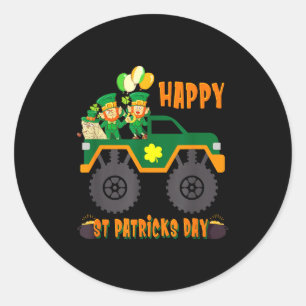 Happy St Patricks Day Toddler Boys Girls Monster T Classic Round Sticker