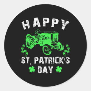Happy St Patrick's Day Tractor Funny Toddler Boys Classic Round Sticker