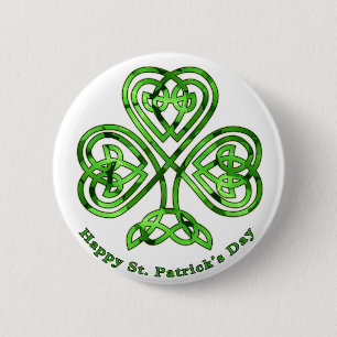 Happy St. Patrick's Day Trinity Clover 6 Cm Round Badge
