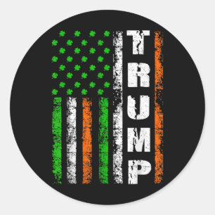 Happy St Patricks Day Trump Men Women Flag Classic Round Sticker