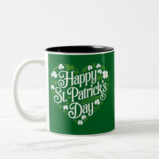 Happy St Patrick's Day  Two-Tone Coffee Mug (Left)