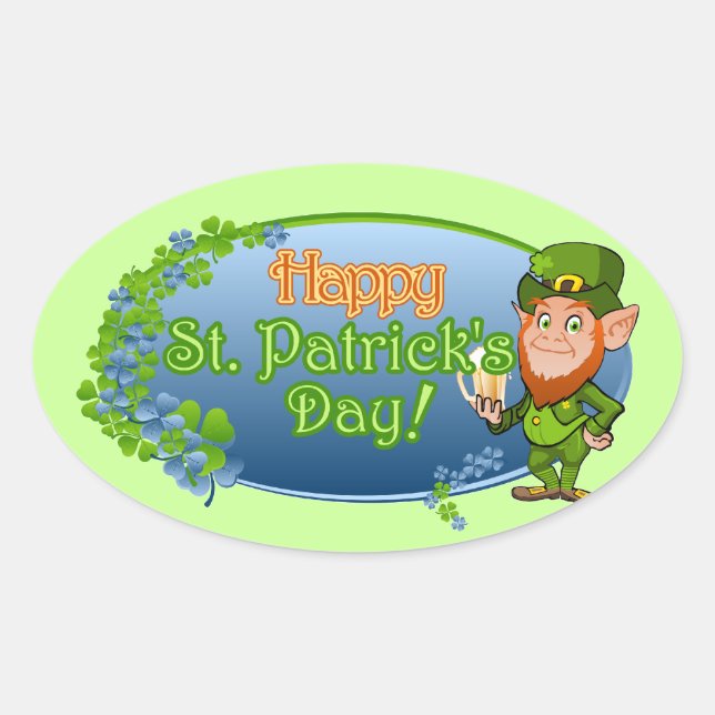 Happy St. Patrick's Day (Ver 2) Oval Sticker (Front)