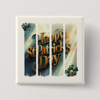 Happy St Patrick's Day Vertical Brushstroke Button