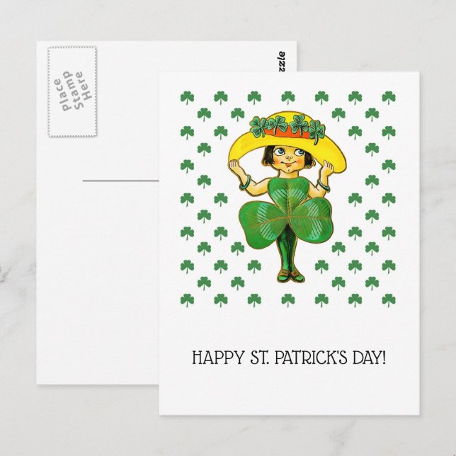 Happy St. Patrick's Day. Vintage Design Postcards (Front/Back)