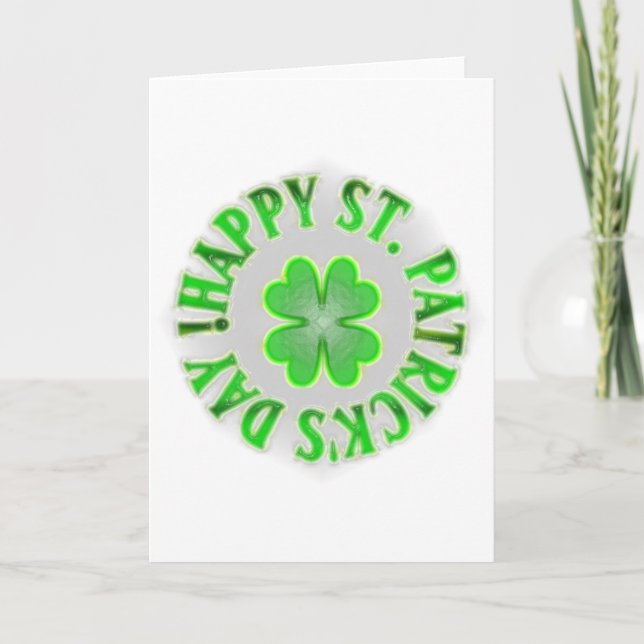 Happy St. Patrick's Day! Vintage Shamrock Card (Front)