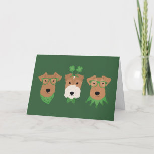 Happy St Patricks Day Welsh Wire Fox Terrier Dogs Holiday Card