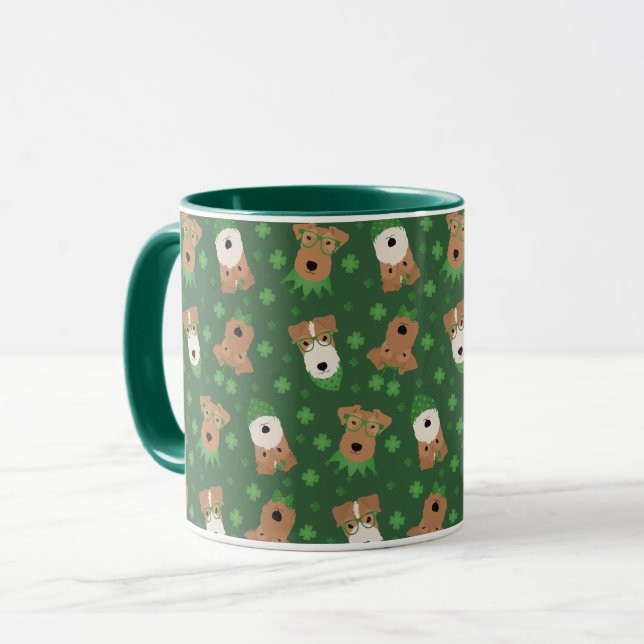 Happy St Patricks Day Welsh Wire Fox Terrier Dogs Mug (Front Left)