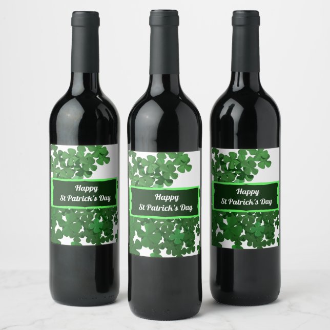 Happy St Patrick's Day Wine Label (Bottles)