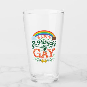Happy St. Patricks Gay LGBTQ Pride Rainbow Glass