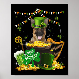 Happy St Patricks Irish German Shepherd Dog Cute S Poster