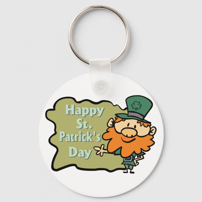 Happy St. Patrick's Leprechaun Key Ring (Front)