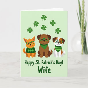 Happy St Patricks Pets Wife Card