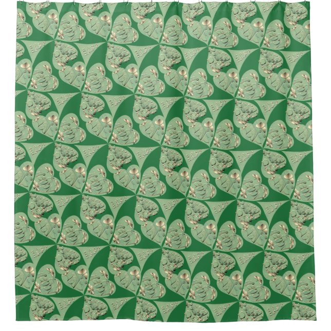 "Happy St. Patrick's" Shamrocks Shower Curtain (Front)