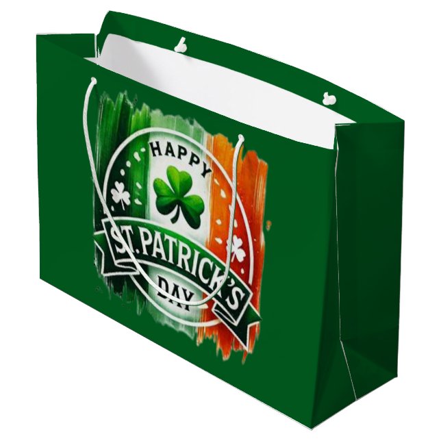 Happy St. Patty's Day Large Gift Bag (Back Angled)