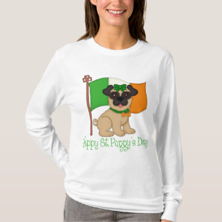 Happy St. Puggy's Day Pug and Irish Flag (female) T-Shirt