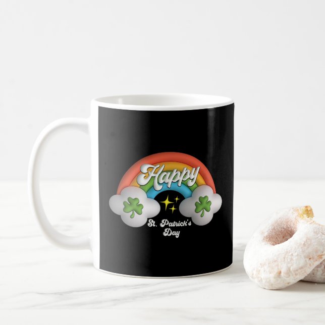 Happy St Saint Patrick's Day Cute Rainbow Coffee Mug (With Donut)