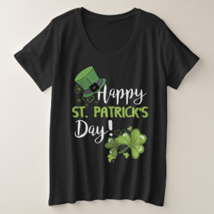 Happy St Saint Patrick's Day Many Shamrock Green Plus Size T-Shirt