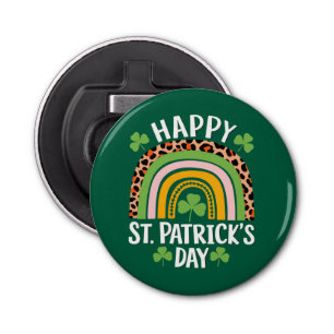 Happy St Saint Patrick's Day Rainbow Shamrock  Bottle Opener