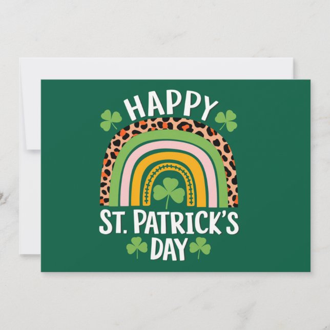 Happy St Saint Patrick's Day Rainbow Shamrock  Invitation (Front)