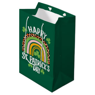 Happy St Saint Patrick's Day Rainbow Shamrock Medium Gift Bag