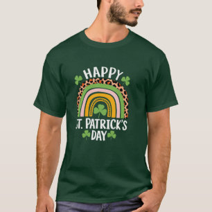Happy St Saint Patrick's Day Rainbow Shamrock  T-Shirt