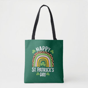 Happy St Saint Patrick's Day Rainbow Shamrock  Tote Bag