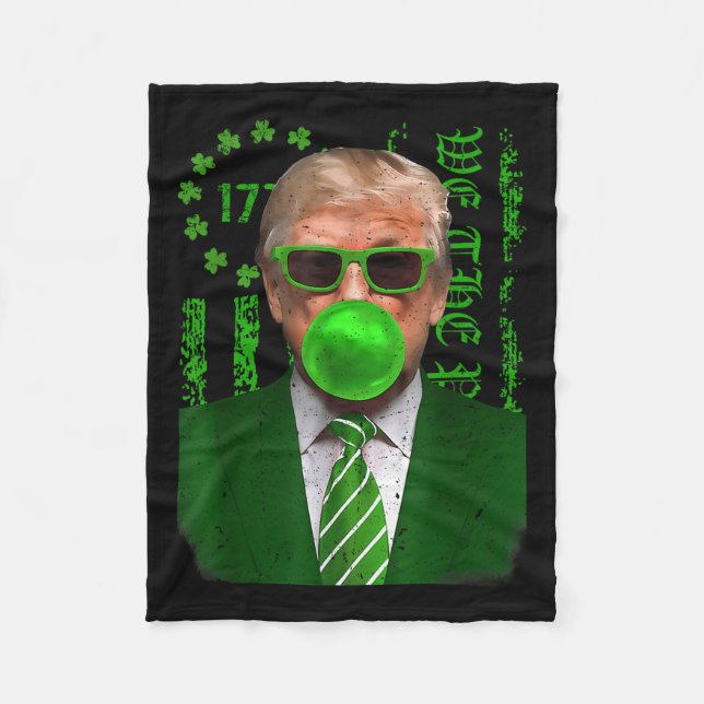 Happy St Saint Patricks Day Trump Bubble Men Fleece Blanket (Front)