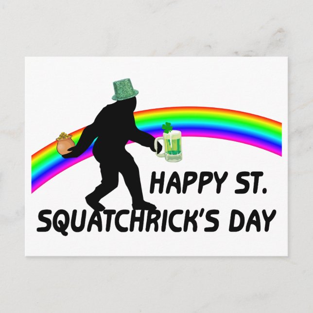 Happy St Squatchricks Day Postcard (Front)
