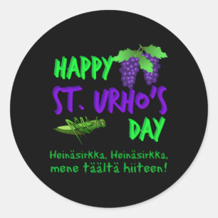 Happy St Urho'S Day Finnish Grasshopper Novelty Classic Round Sticker